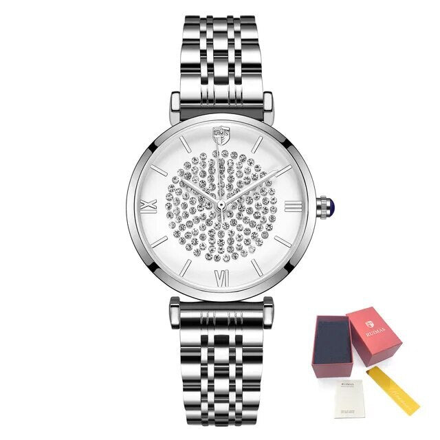 RUIMAS Fashion Women Watch Luxury Quartz Wristwatch Stainless Steel Ladies Casual Watches Dress Clock Relogio Feminino 538