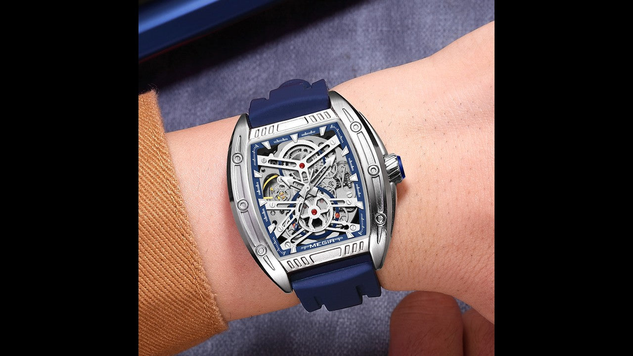 MEGIR Original Luxury Sport Watch for Men Silicone Band Automatic Mechanical Movement WristWatches Luminous Clock Reloj Hombre