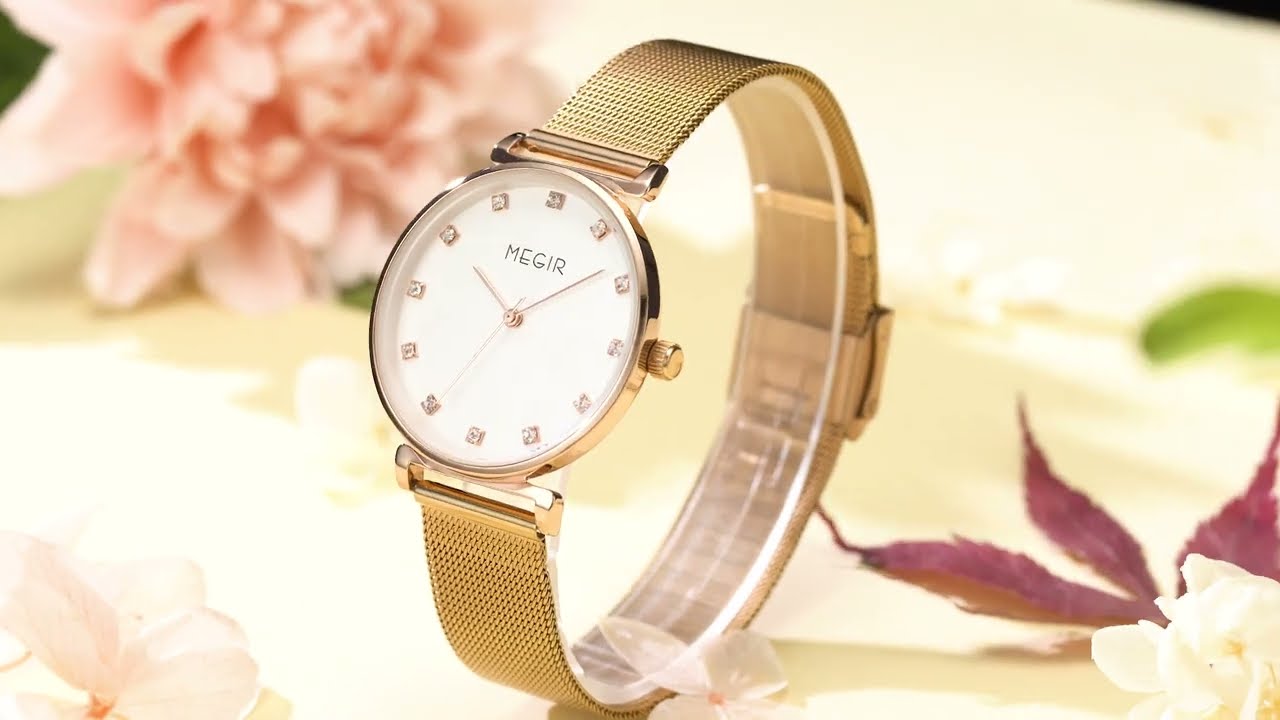 MEGIR Quartz Wristwatches Woman Bracelet Watch Ladies Stainless Steel Mesh Fashion Luxury Waterproof Watches Female Dress Clock