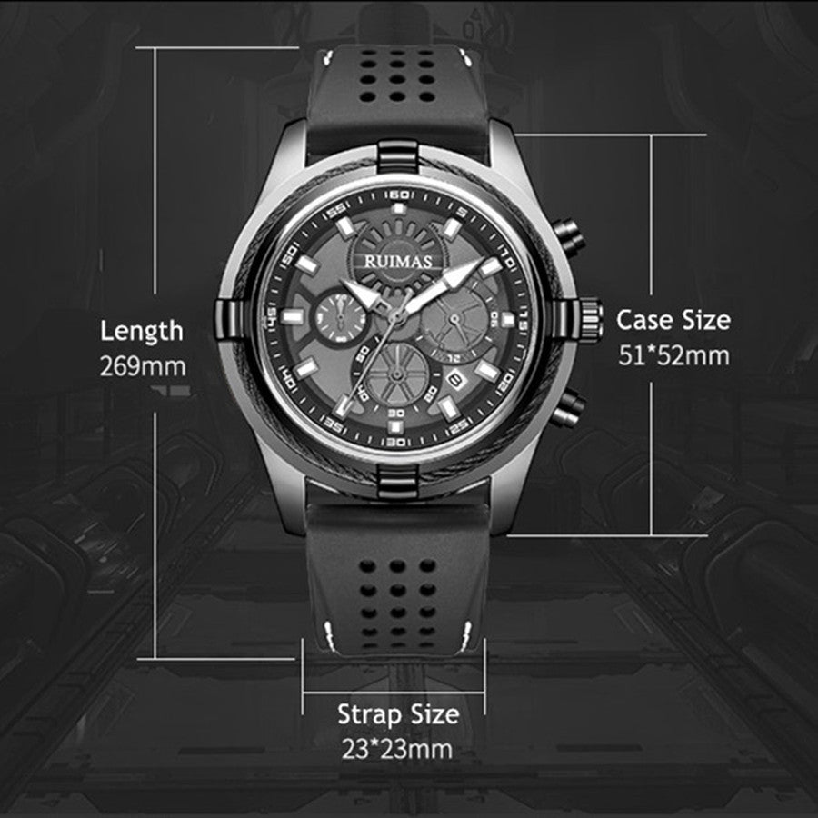RUIMAS Top Luxury Quartz Wristwatches Men Silicone Large Dial  Military Sports Watches Waterproof Luminous Date Reloj Hombre