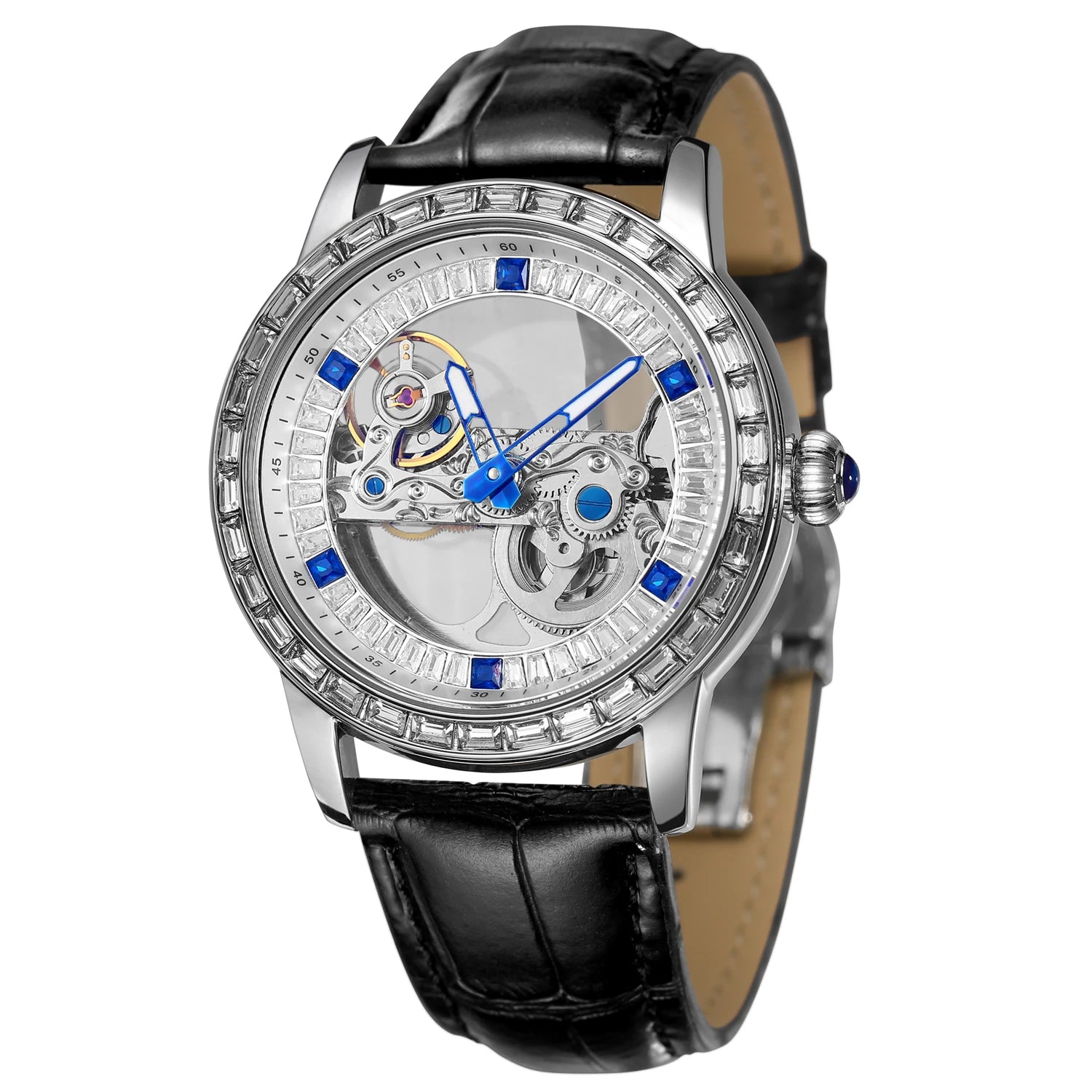 Designer Luxury Brand Sport Watch Men Leather Strap Transparent Gift OEM Logo Function Skeleton  Automatic Mechanical Watches-2