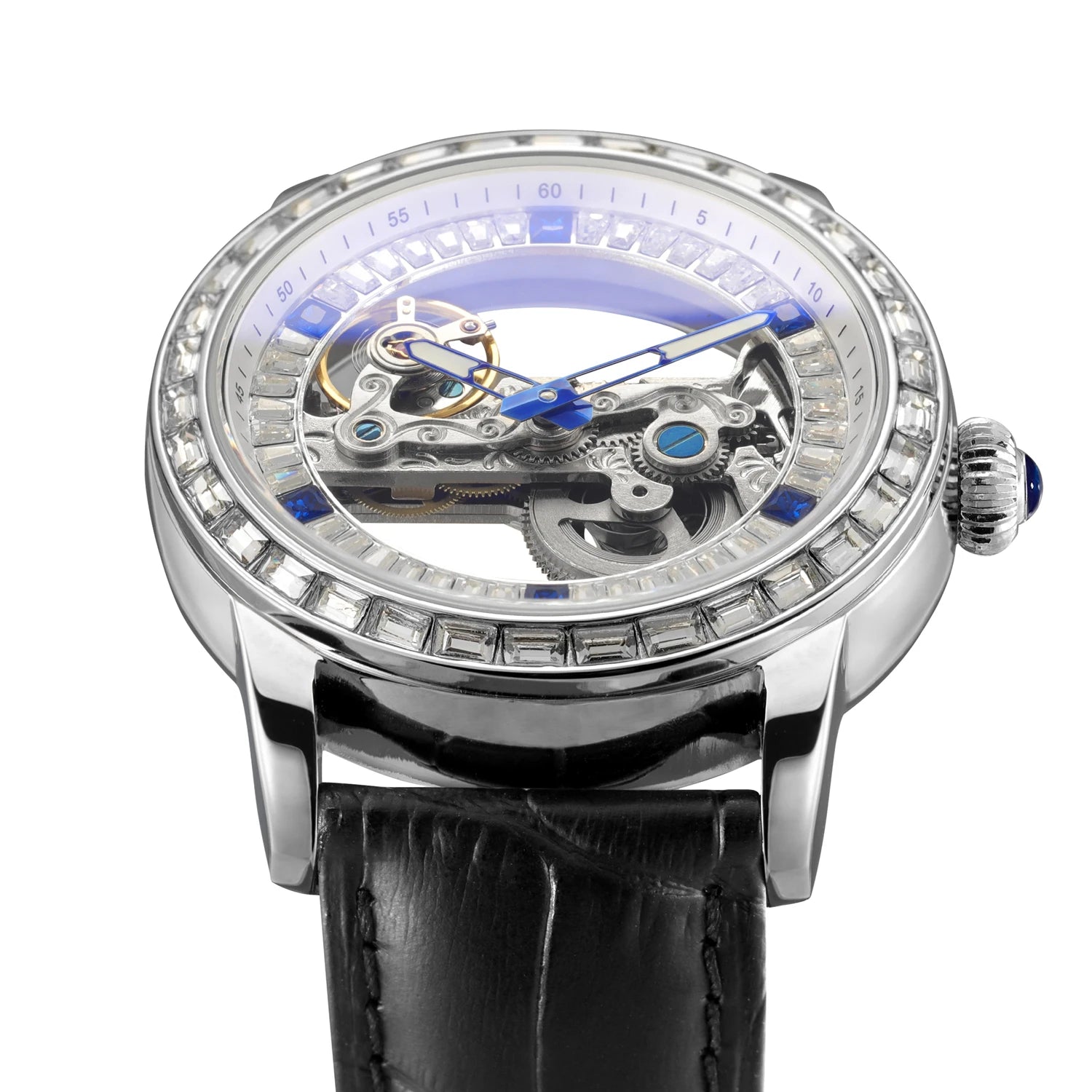 Designer Luxury Brand Sport Watch Men Leather Strap Transparent Gift OEM Logo Function Skeleton  Automatic Mechanical Watches-1