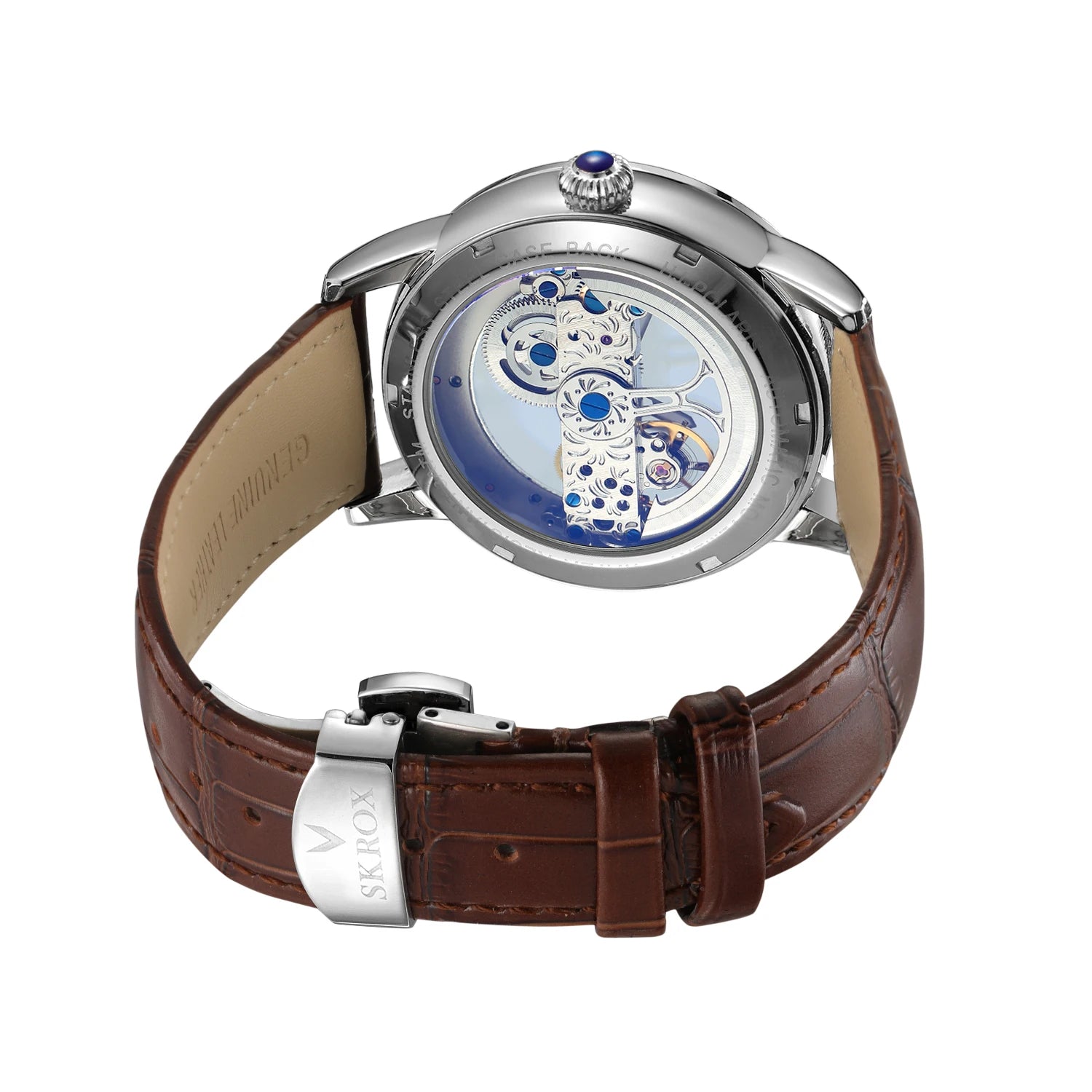 Designer Luxury Brand Sport Watch Men Leather Strap Transparent Gift OEM Logo Function Skeleton  Automatic Mechanical Watches-5