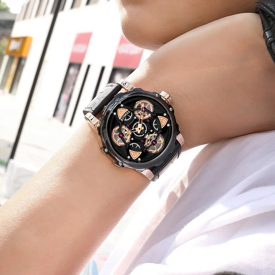 RUIMAS Relogio Masculino Fashion Leather Strap Big Dial Sports Quartz Watches for Men 3ATM Waterproof Casual WristWatch Clock-1