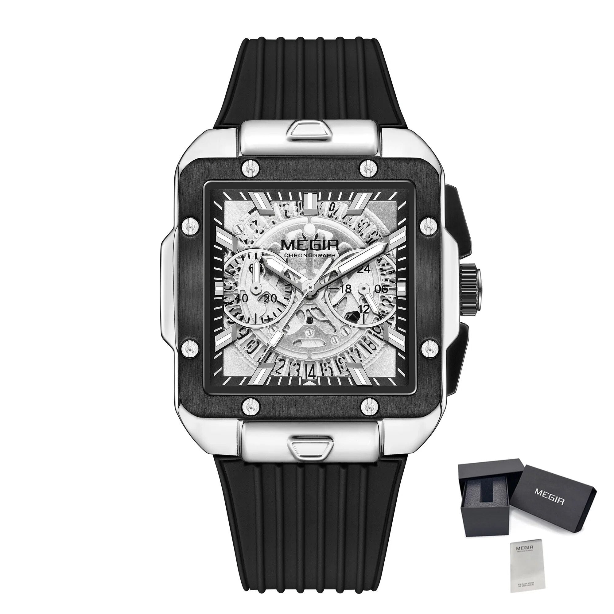 MEGIR Watch for Men Luxury Sport Quartz Wristwatch with Silicone Band Luminous Hands Date Male Chronograph Clock Reloj Hombre 2228-15