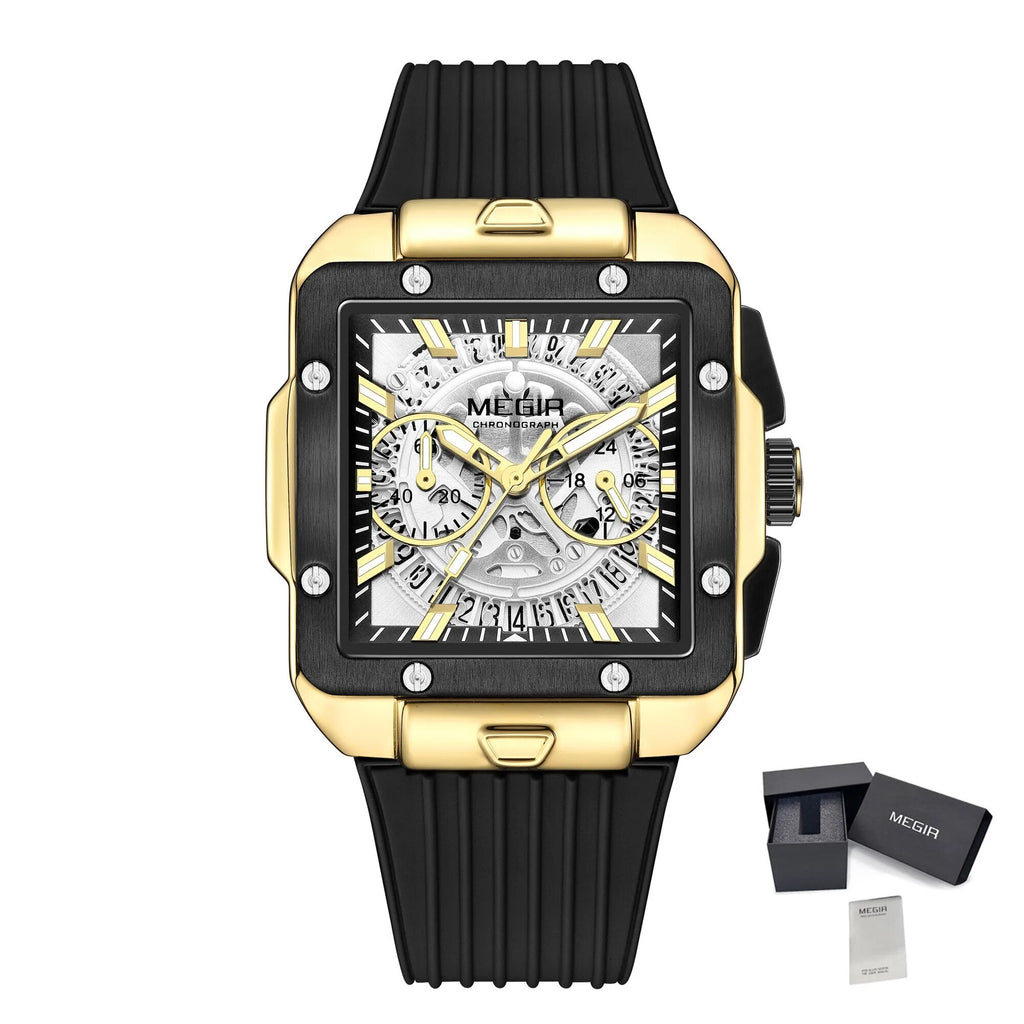 MEGIR Watch for Men Luxury Sport Quartz Wristwatch with Silicone Band Luminous Hands Date Male Chronograph Clock Reloj Hombre 2228-14