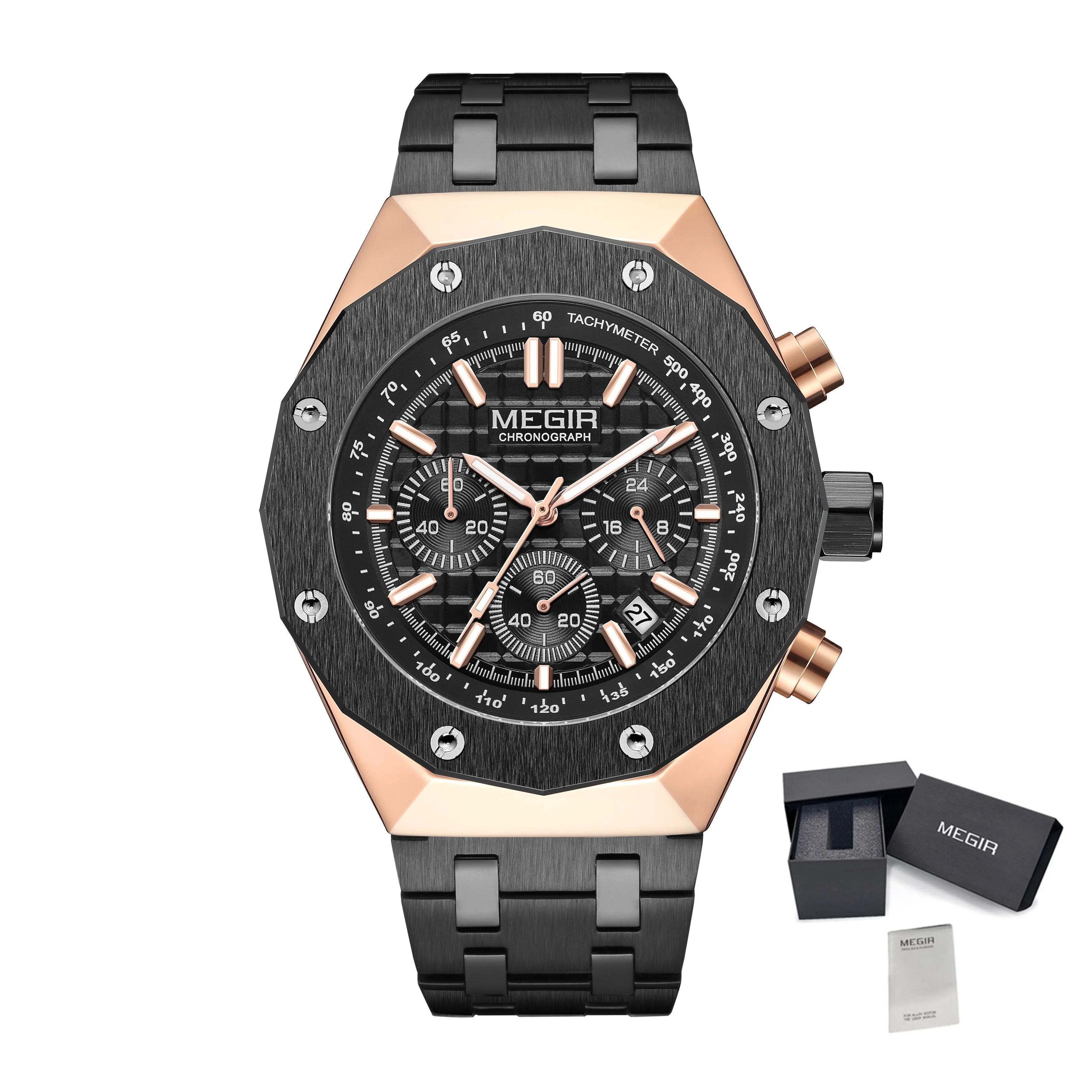 MEGIR Relogio Masculino Luxury Business Men Watches Fashion Military Watch Date Luminous Casual Quartz Wristwatch Man Clock 2213-12