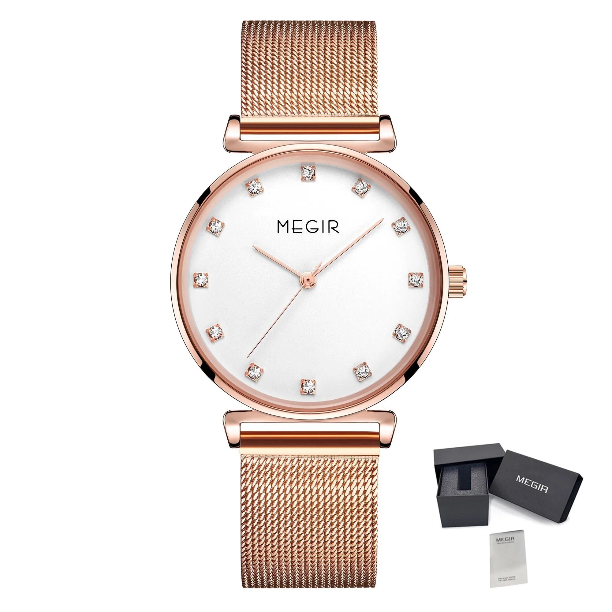 MEGIR Quartz Wristwatches Woman Bracelet Watch Ladies Stainless Steel Mesh Fashion Luxury Waterproof Watches Female Dress Clock