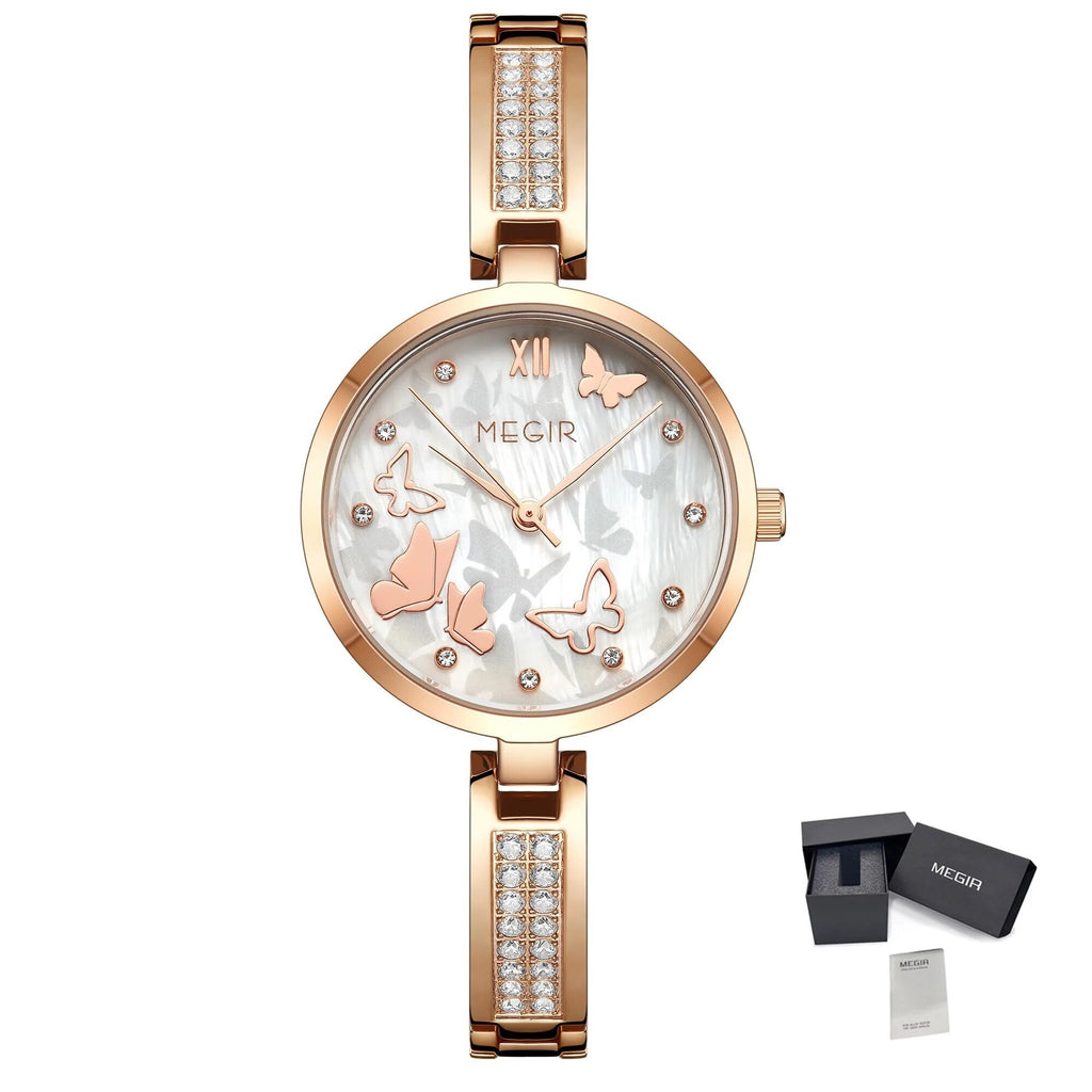 MEGIR Watch for Women Luxury Diamond Ladies Quartz Wristwatches Steel Women Bracelet Watches Female Dress Clock Relogio Feminino-18