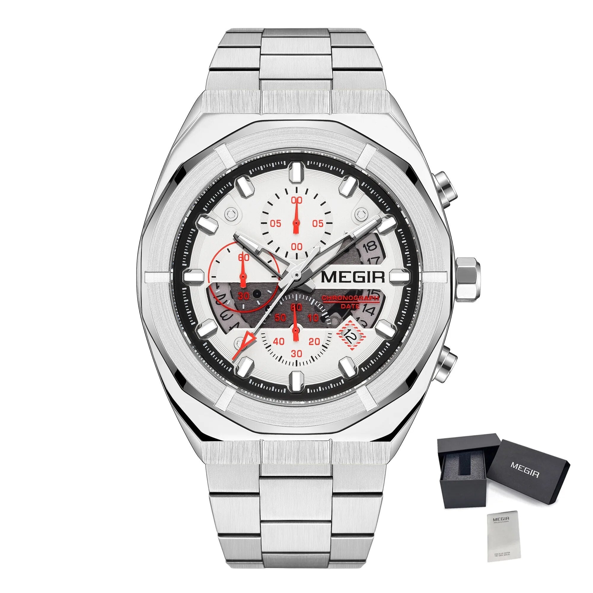 MEGIR New Watch for Men Top Brand Luxury Casual Quartz Wristwatch with Chronograph Waterproof Luminous Auto Date Reloj Hombre-17