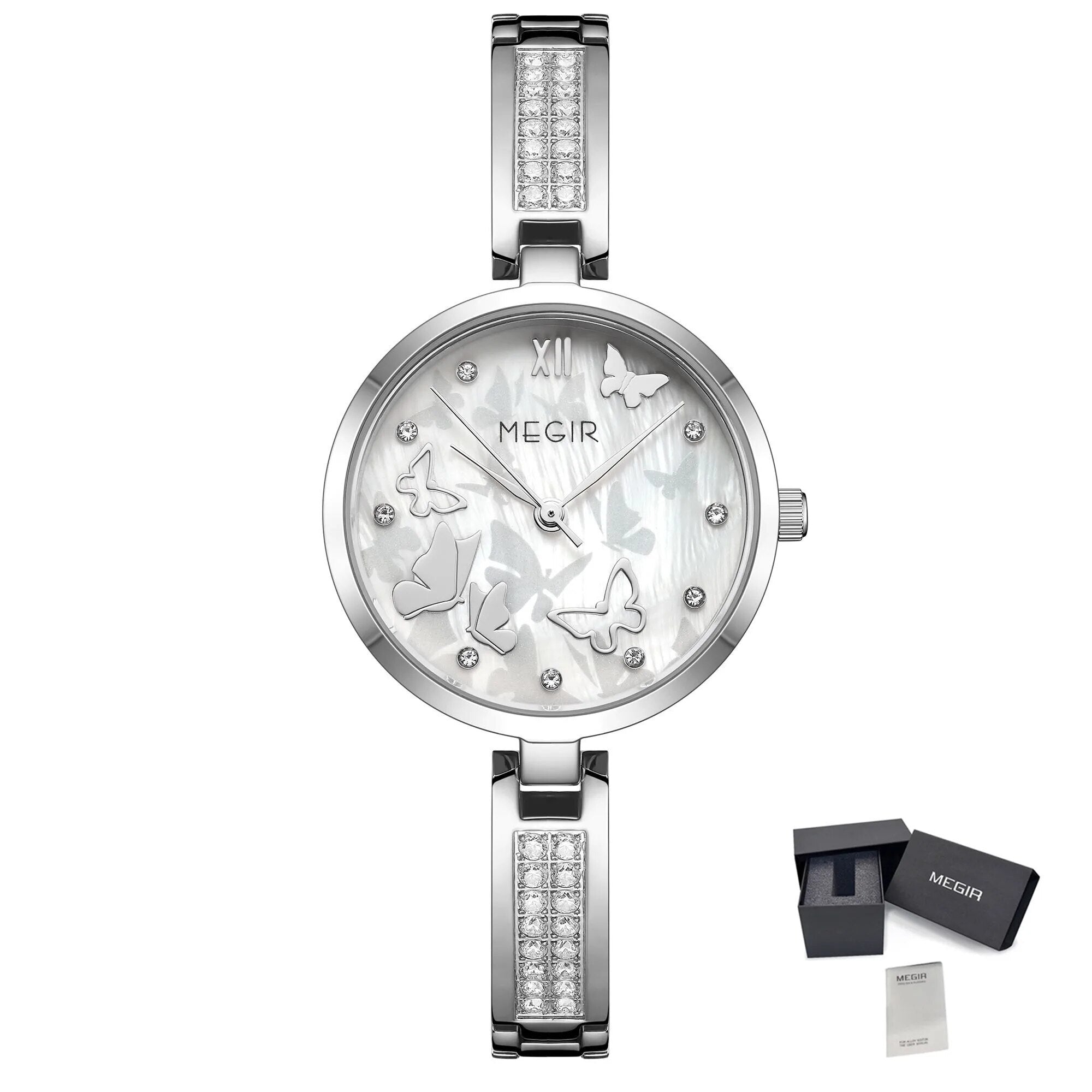 MEGIR Watch for Women Luxury Diamond Ladies Quartz Wristwatches Steel Women Bracelet Watches Female Dress Clock Relogio Feminino-19