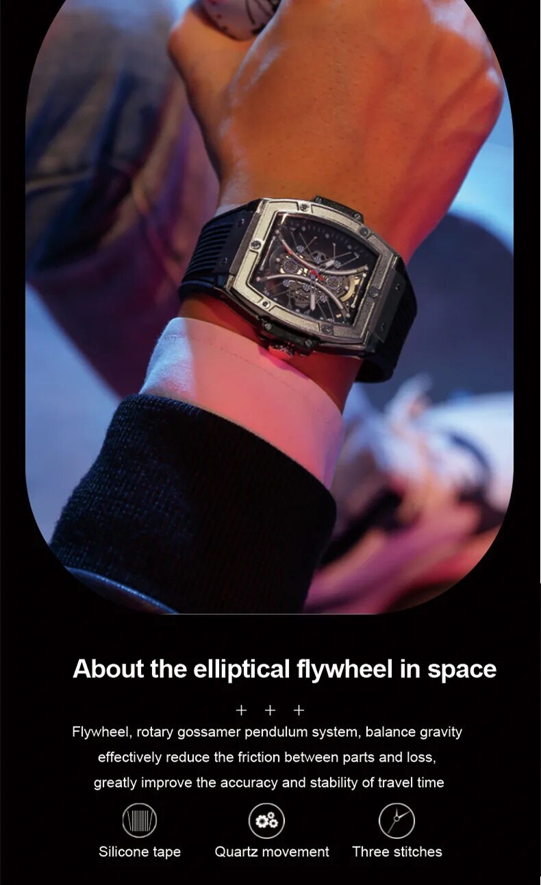 RUIMAS Reloj Hombre Fashion Brand Men Silicone Strap Watches Quartz Casual Wrist Watches Clock Waterproof Sport Montre Homme 334-4