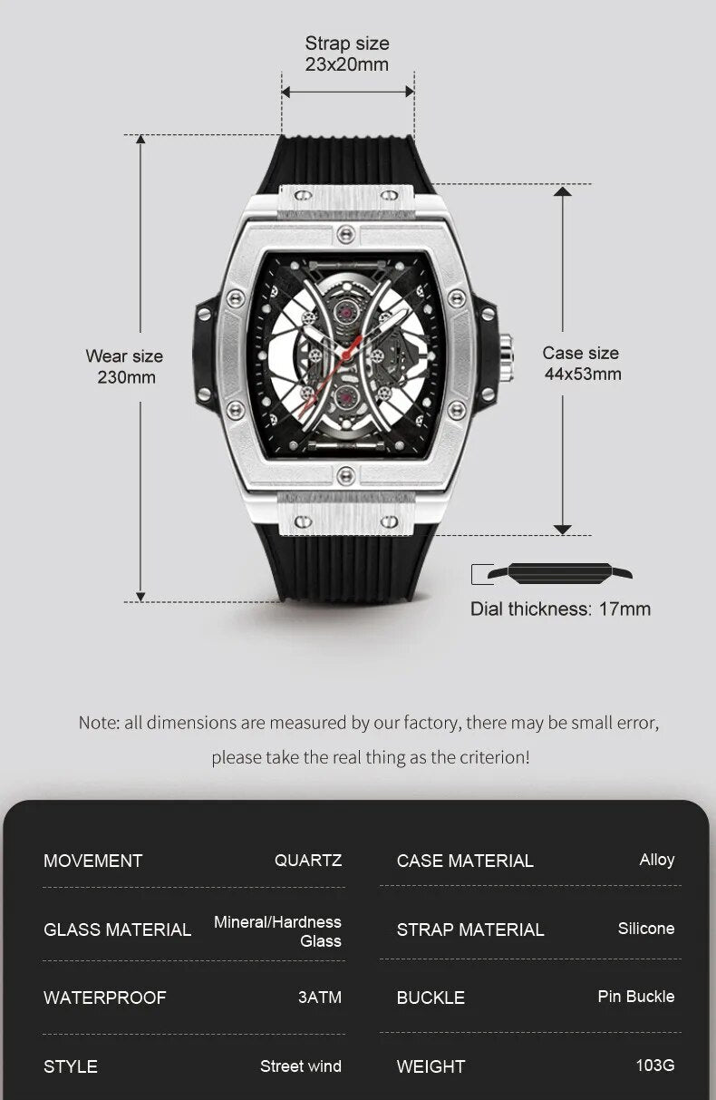 RUIMAS Reloj Hombre Fashion Brand Men Silicone Strap Watches Quartz Casual Wrist Watches Clock Waterproof Sport Montre Homme 334-5