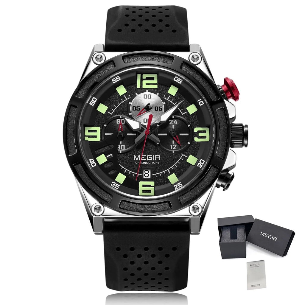 MEGIR Man Chronograph Top Brand Luxury Military Sports Watches for Men Waterproof Date Silicone Wristwatch Clock Reloj Hombre-10