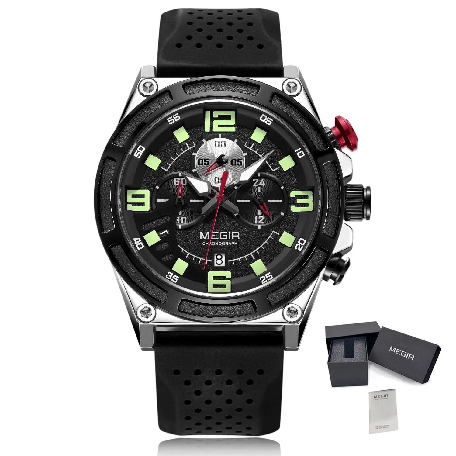 MEGIR Man Chronograph Top Brand Luxury Military Sports Watches for Men Waterproof Date Silicone Wristwatch Clock Reloj Hombre-10
