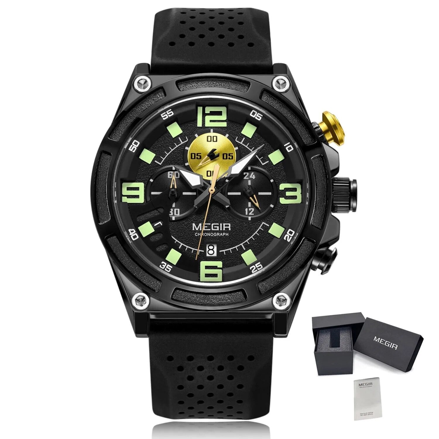MEGIR Man Chronograph Top Brand Luxury Military Sports Watches for Men Waterproof Date Silicone Wristwatch Clock Reloj Hombre-11