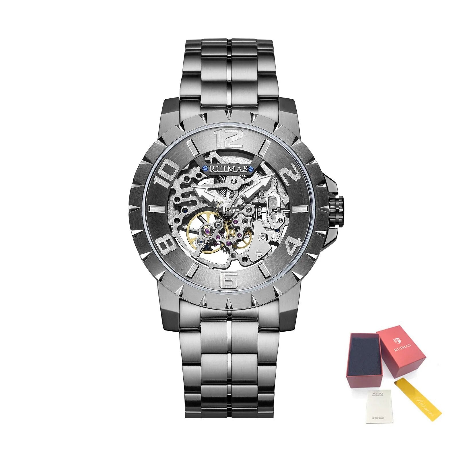 RUIMAS Men Mechanical Watch Luxury Automatic Stainless Steel Bracelet Wristwatches 5ATM Waterproof Clock Relogio Masculino-14