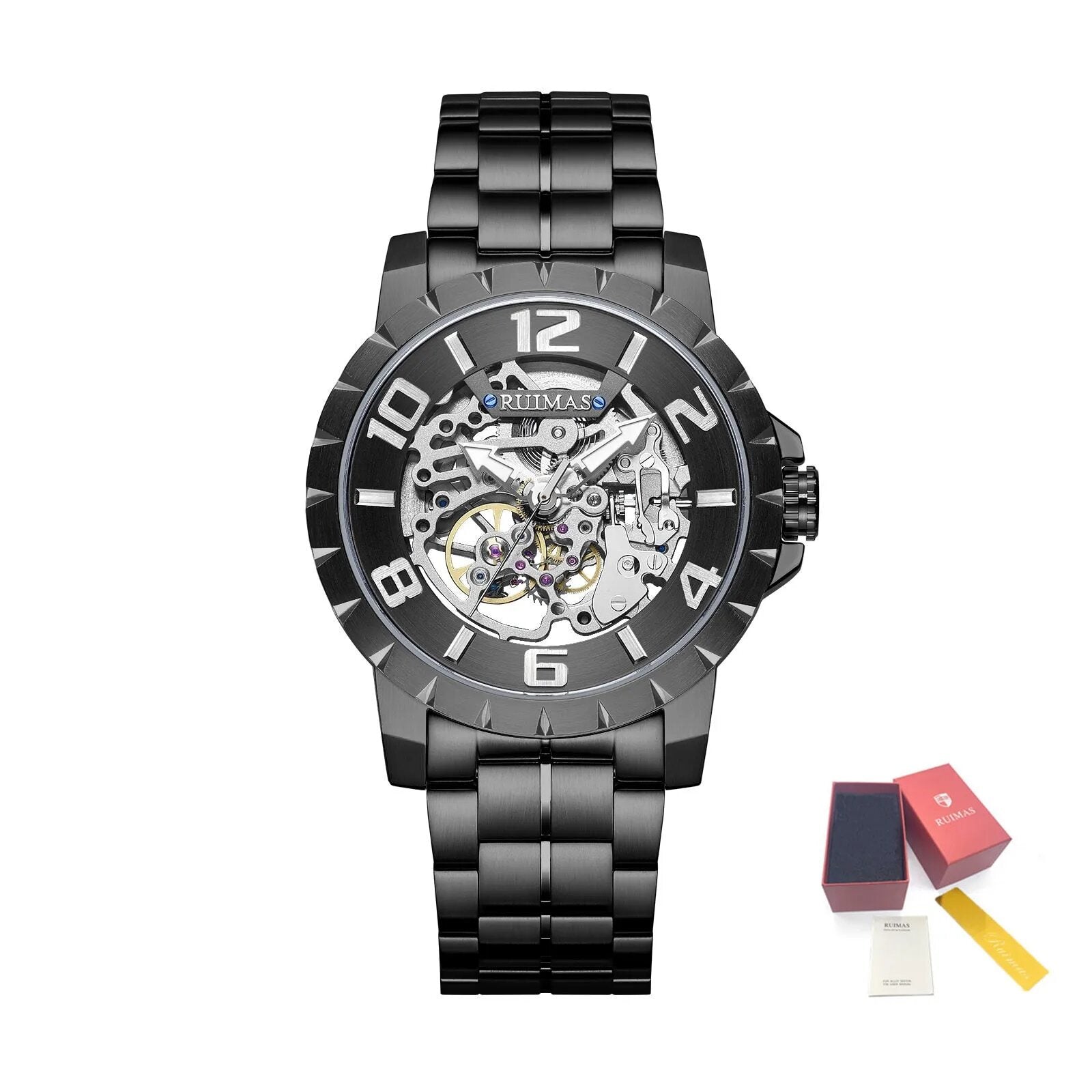 RUIMAS Men Mechanical Watch Luxury Automatic Stainless Steel Bracelet Wristwatches 5ATM Waterproof Clock Relogio Masculino-16