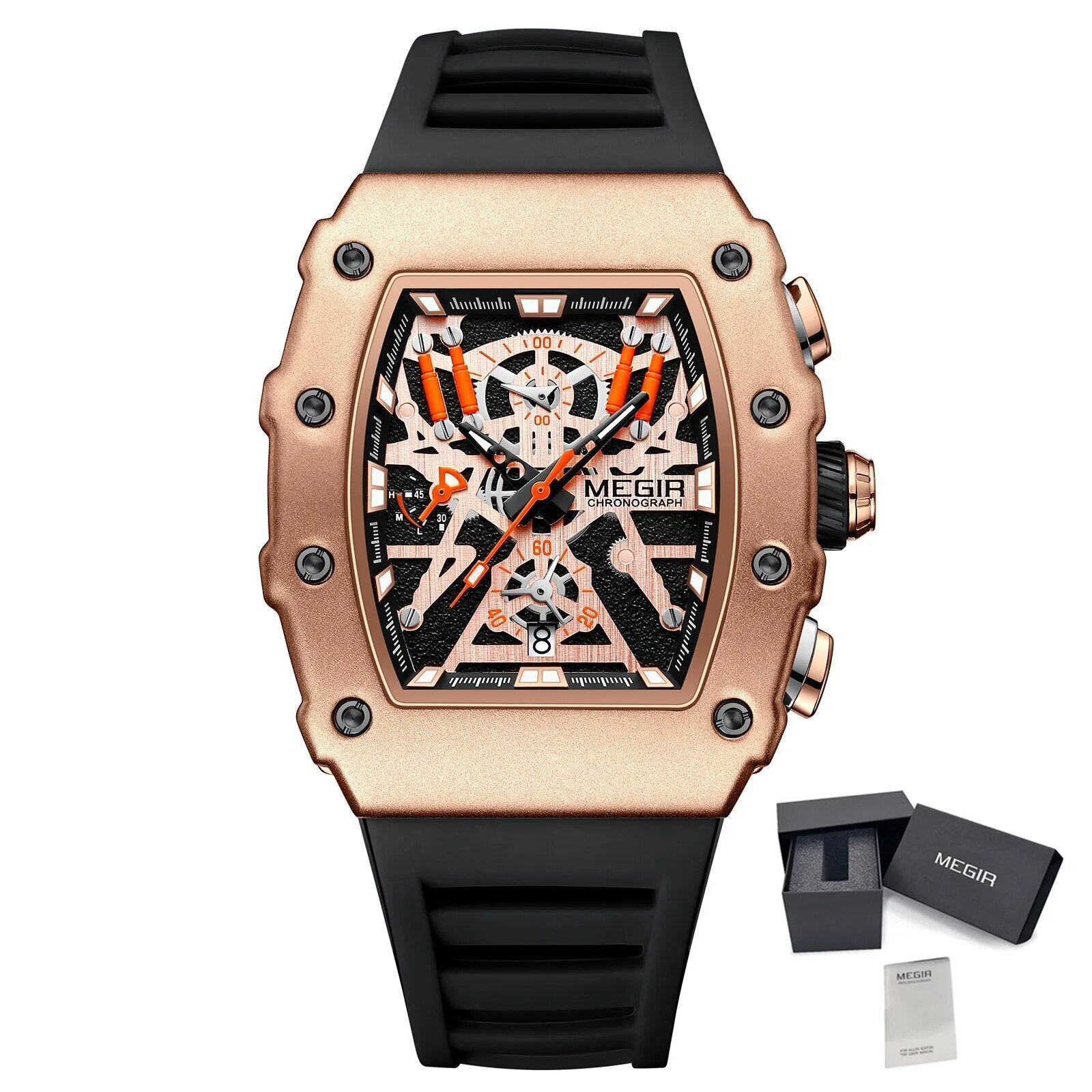 MEGIR Luxury Outdoor Sport Wristwatch for Mens Silicone Waterproof Watches Quartz Wrist Watch Male Clock Military Watch 2218-23