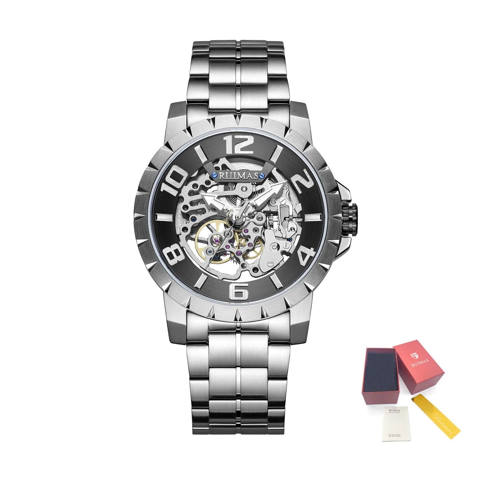 RUIMAS Men Mechanical Watch Luxury Automatic Stainless Steel Bracelet Wristwatches 5ATM Waterproof Clock Relogio Masculino-15