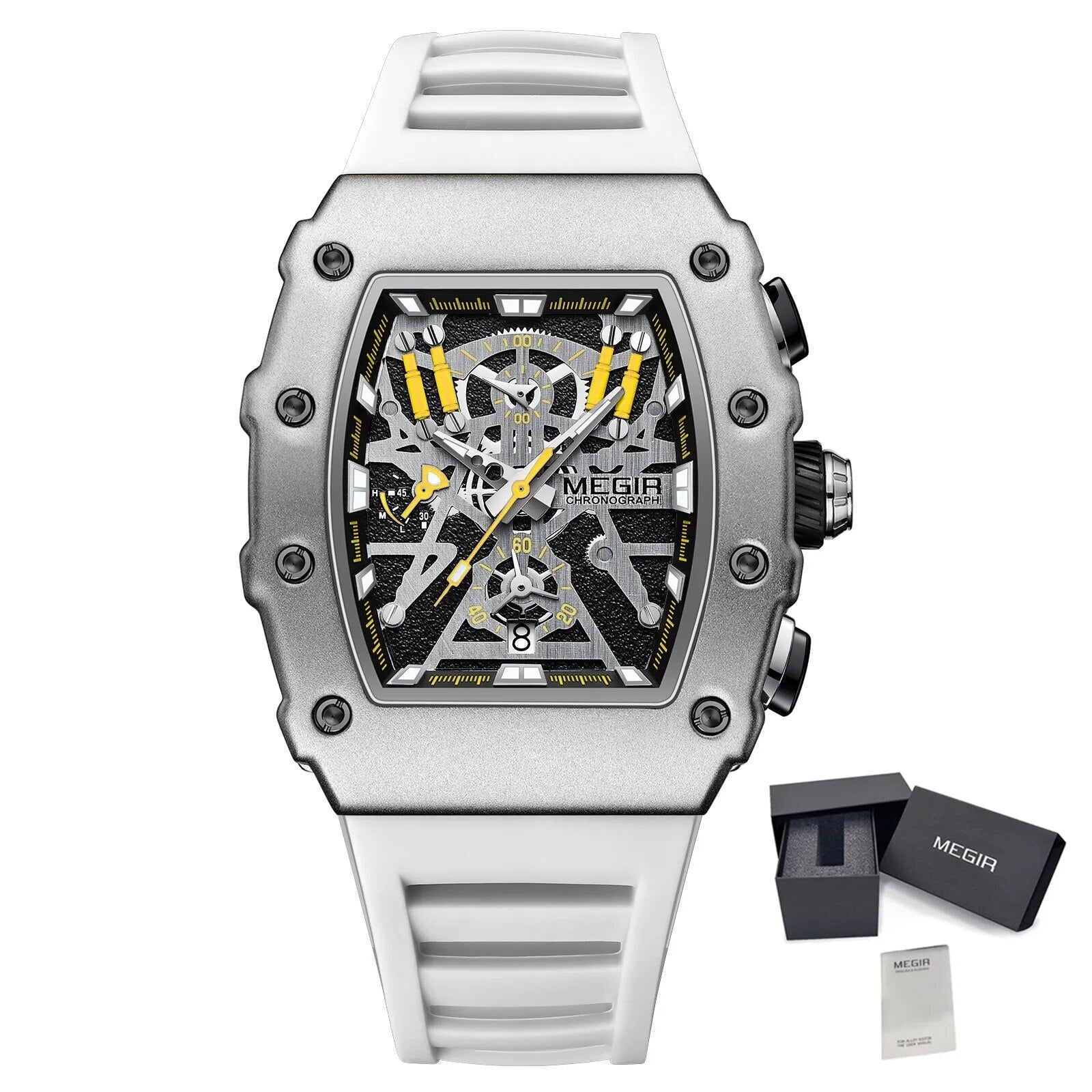 MEGIR Luxury Outdoor Sport Wristwatch for Mens Silicone Waterproof Watches Quartz Wrist Watch Male Clock Military Watch 2218-21