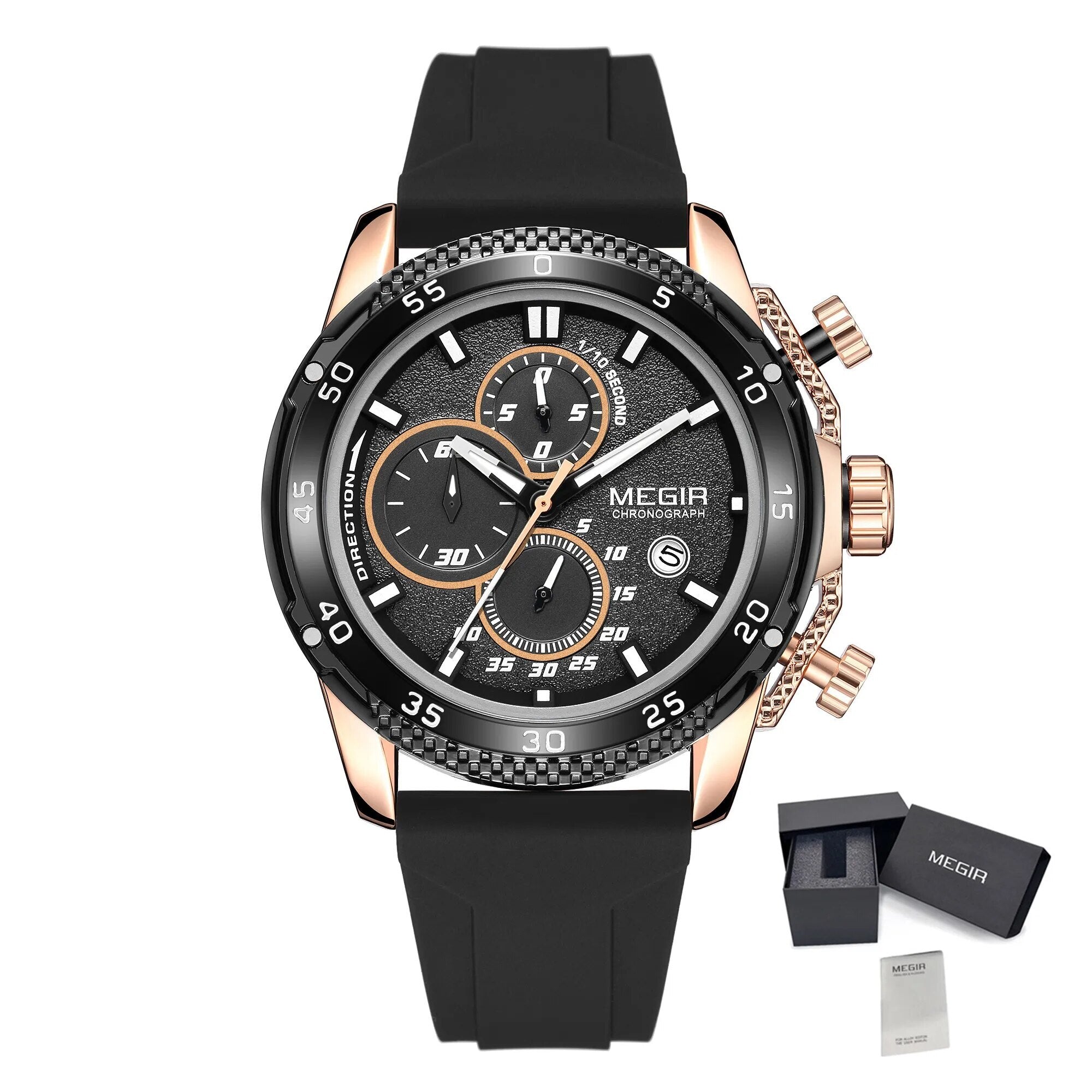 MEGIR Mens' Watches Luxury Fashion Military Sport Watch for Man Waterproof Luminous Silicone Quartz Wrist Watch Clock 2211-18