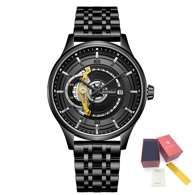 RUIMAS Luxury Business Watches for Mens Fashion Stainless Steel Automatic Mechanical Watch Waterproof Date Wristwatch Clock 6786-12