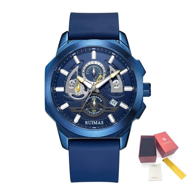 RUIMAS Sports Watches for Men Casual Luxury Quartz Wristwatch Calendar Luminous Silicone Chronograph Clock reloj hombre 581-13
