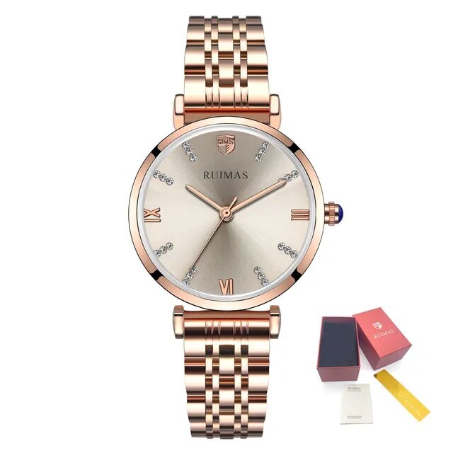RUIMAS Women Watches Top Brand Luxury Quartz Watch Waterproof Fashion Ladies Wristwatch Stain Steel Dress Clock Reloj Mujer 536