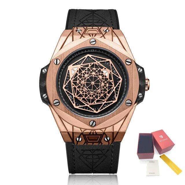 RUIMAS Men's Watches Fashion Sport Quartz Watch for Men Reloj Hombre Leather Belt Wrist Watch Waterproof Casual Clock 533-14