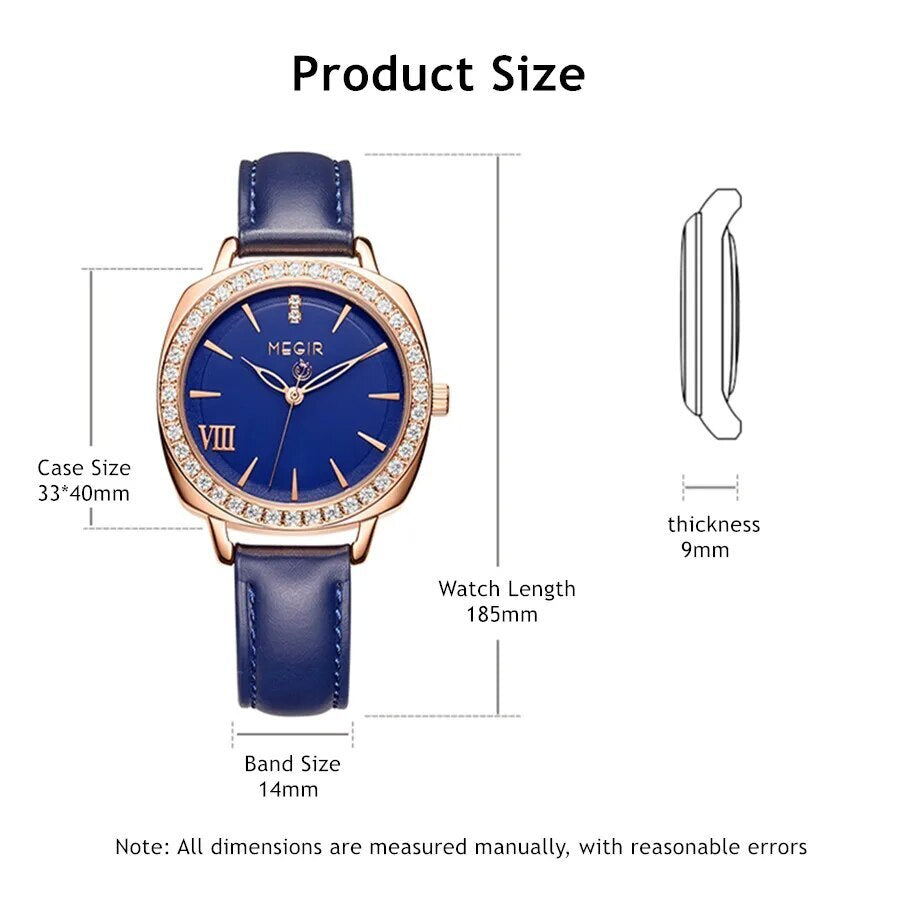 MEGIR Fashion Women Watch Luxury Diamond Leather Ladies Bracelet Watch Female Quartz Wristwatches Dress Clock Relogio Feminino-7