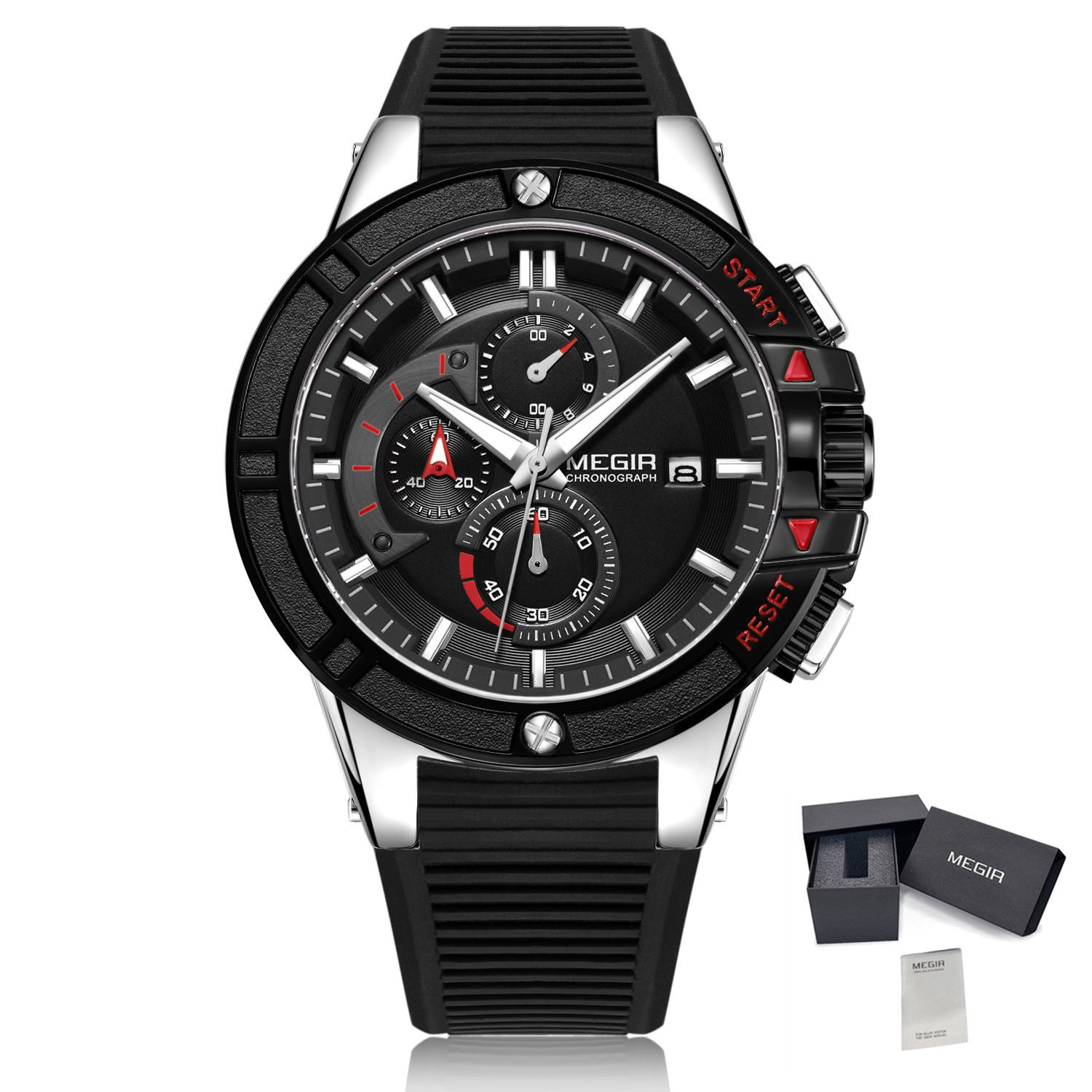 MEGIR Watches for Men Chronograph Fashion Luxury Sports Watches Silicone Strap Waterproof Calendar Quartz Man Clock Wristwatch