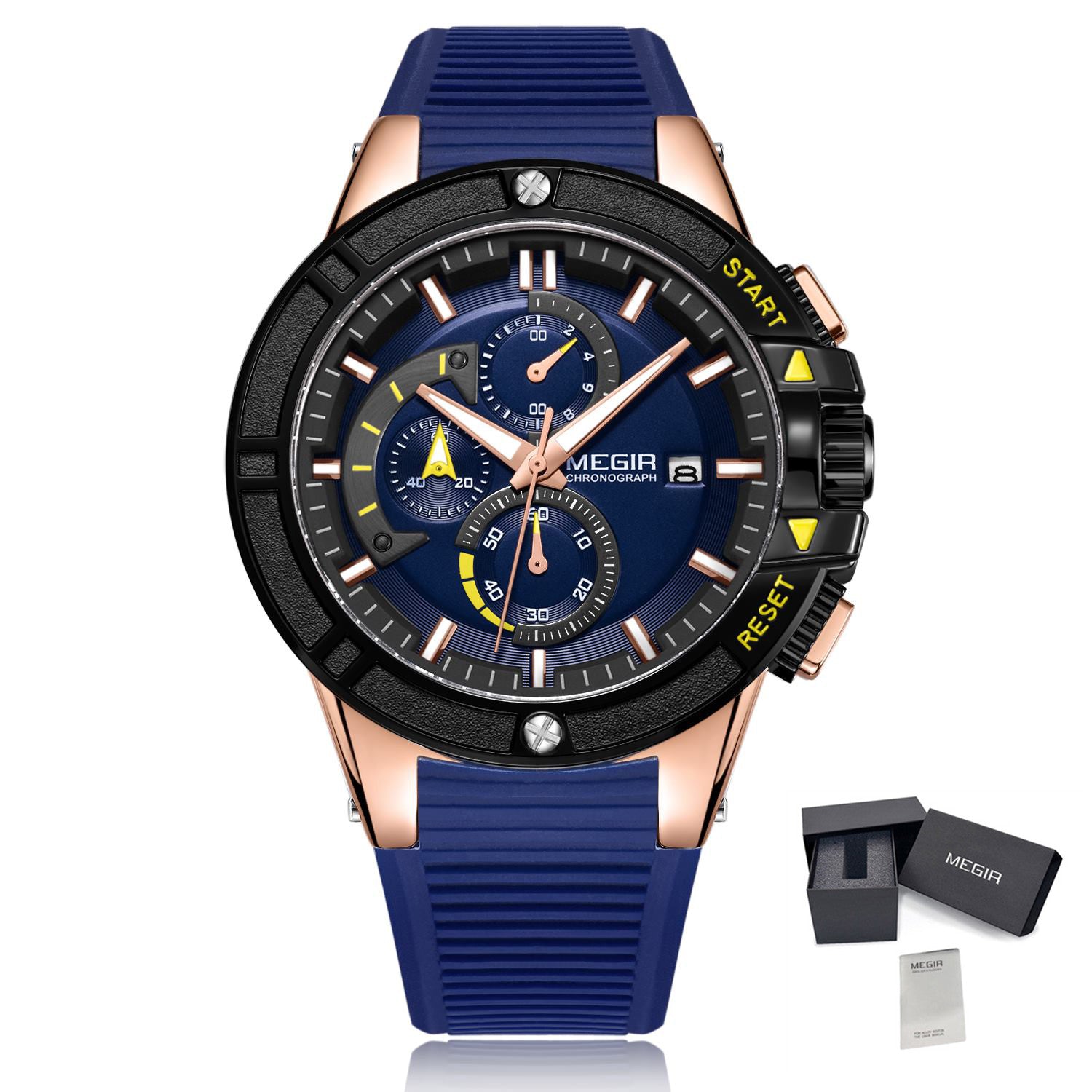 MEGIR Watches for Men Chronograph Fashion Luxury Sports Watches Silicone Strap Waterproof Calendar Quartz Man Clock Wristwatch