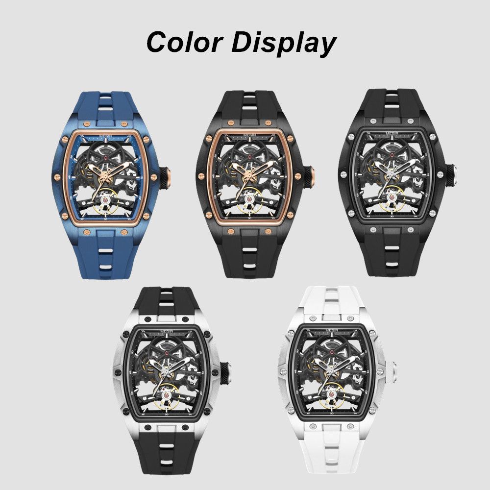 MEGIR Original Fashion Men Watches Automatic Mechanical Watch Steel Case Sport Skeleton Dial Wristwatch Waterproof Clock Reloj Hombre 2242-9