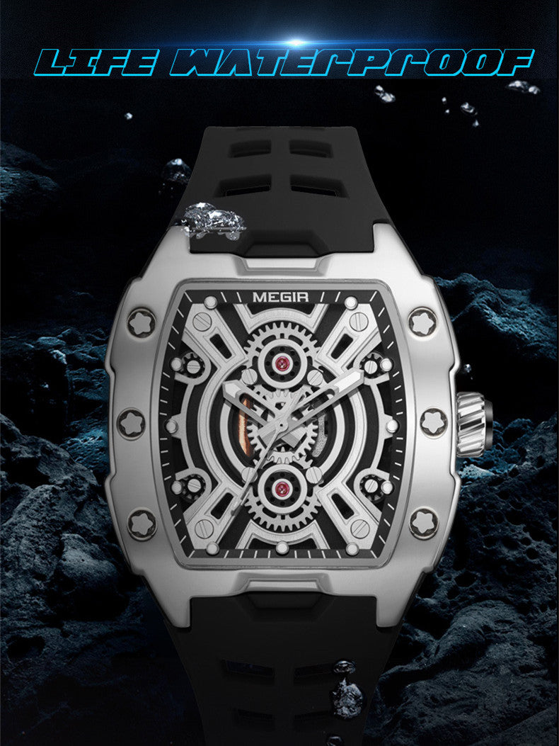 MEGIR New Sport Watches for Men Waterproof Male Military Quartz Wristwatch Silicone Strap Large Dial Luminous Watch Montre Homme-6