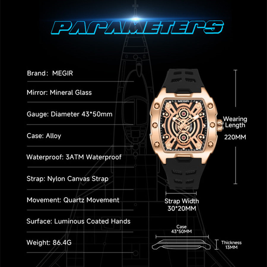 MEGIR New Sport Watches for Men Waterproof Male Military Quartz Wristwatch Silicone Strap Large Dial Luminous Watch Montre Homme-4