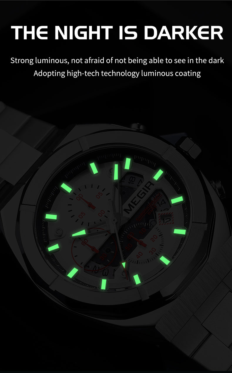 MEGIR New Watch for Men Top Brand Luxury Casual Quartz Wristwatch with Chronograph Waterproof Luminous Auto Date Reloj Hombre-5