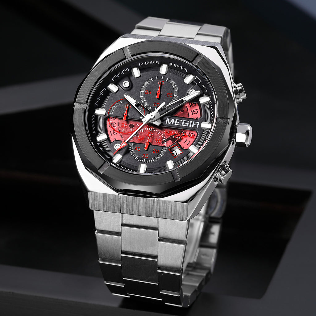 MEGIR New Watch for Men Top Brand Luxury Casual Quartz Wristwatch with Chronograph Waterproof Luminous Auto Date Reloj Hombre-3