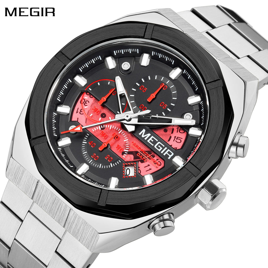 MEGIR New Watch for Men Top Brand Luxury Casual Quartz Wristwatch with Chronograph Waterproof Luminous Auto Date Reloj Hombre-0