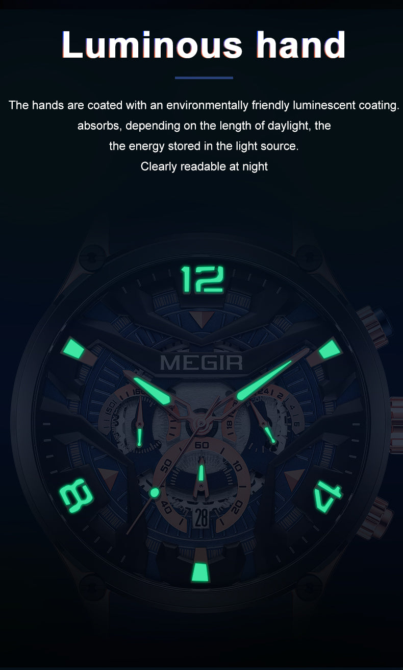 MEGIR Chronograph Men Watch Brand Luxury Military Watches Silicone Luminous Waterproof Date Man Wristwatch Sport Reloj Hombre-7