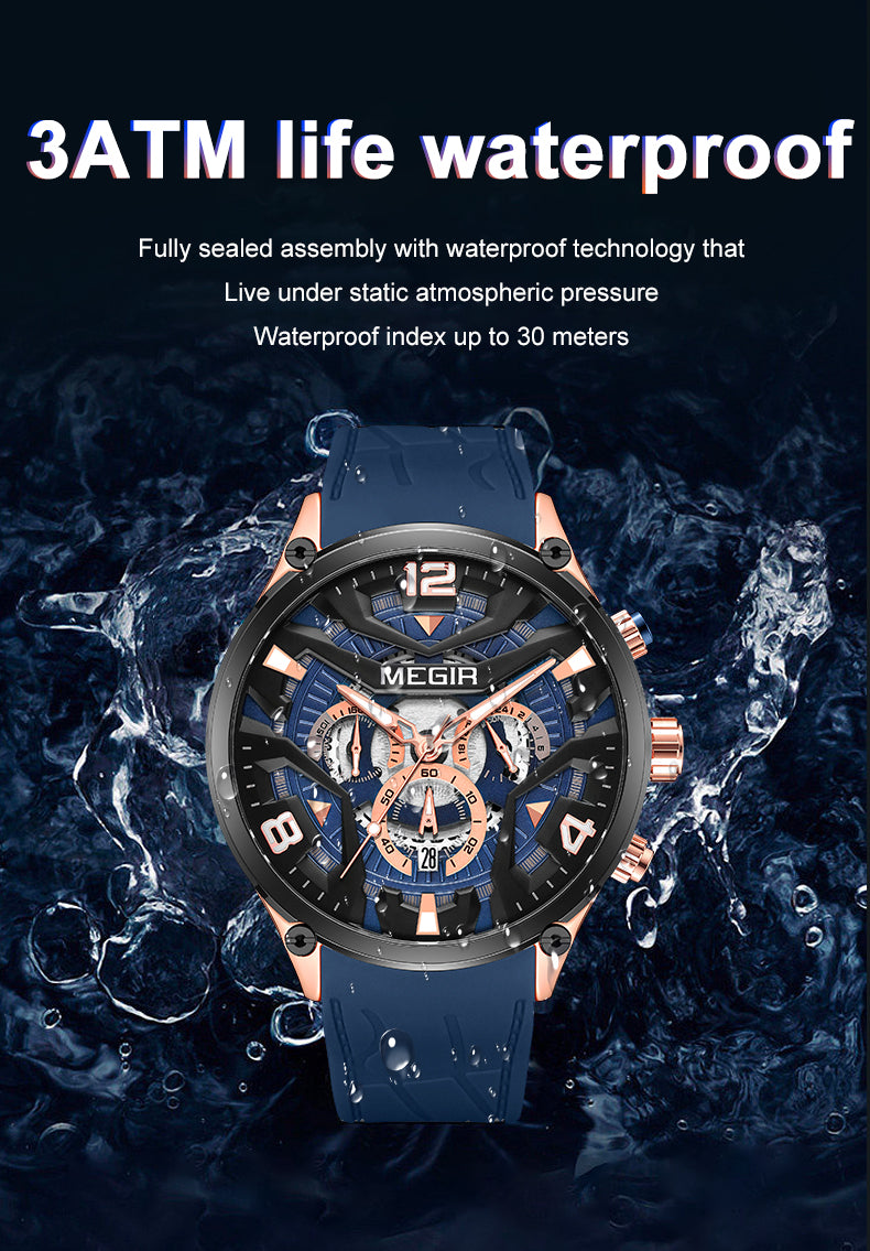MEGIR Chronograph Men Watch Brand Luxury Military Watches Silicone Luminous Waterproof Date Man Wristwatch Sport Reloj Hombre-9