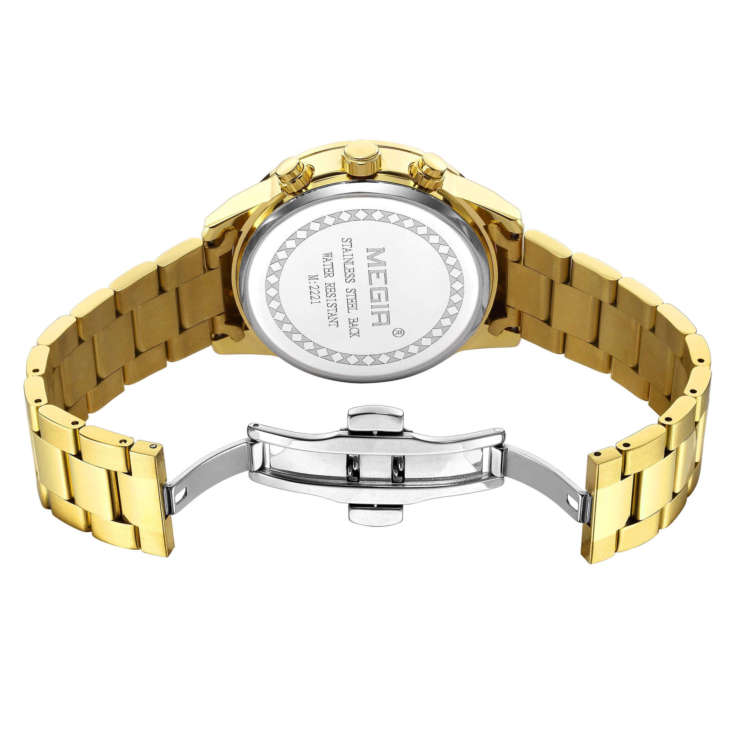 MEGIR Stainless Steel Watch for Men Luxury Business Watch Casual Quartz Date Clock Chronograph Big Dial Wristwatch Reloj Hombre-14