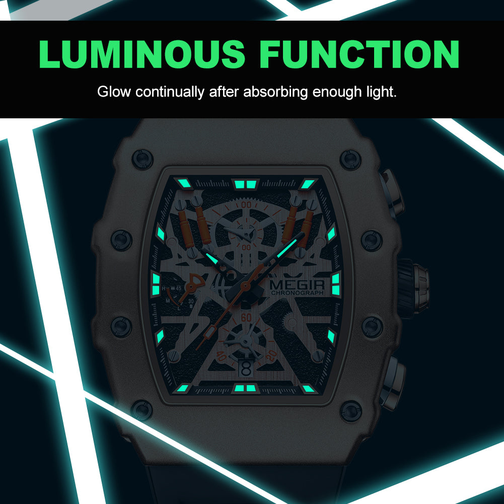 MEGIR Luxury Outdoor Sport Wristwatch for Mens Silicone Waterproof Watches Quartz Wrist Watch Male Clock Military Watch 2218-9