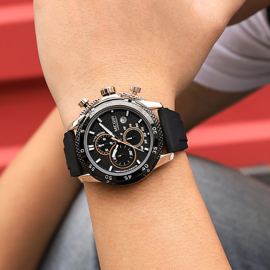 MEGIR Mens' Watches Luxury Fashion Military Sport Watch for Man Waterproof Luminous Silicone Quartz Wrist Watch Clock 2211-2