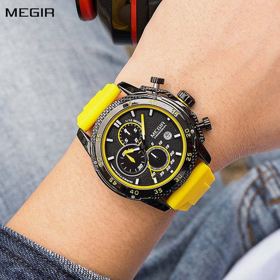 MEGIR Mens' Watches Luxury Fashion Military Sport Watch for Man Waterproof Luminous Silicone Quartz Wrist Watch Clock 2211-0