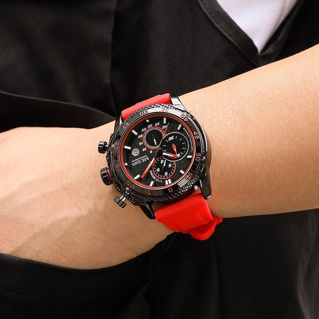 MEGIR Mens' Watches Luxury Fashion Military Sport Watch for Man Waterproof Luminous Silicone Quartz Wrist Watch Clock 2211-3