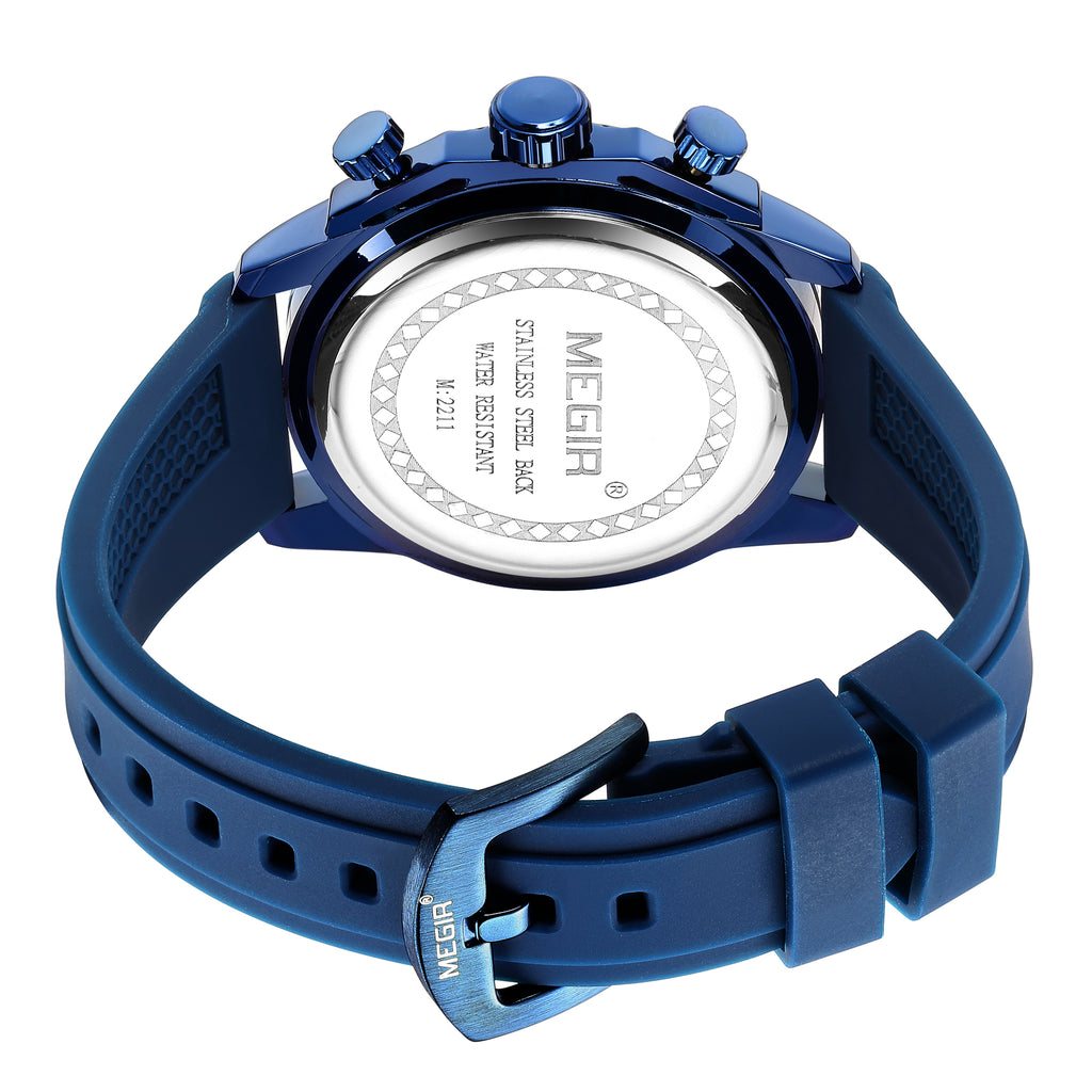 MEGIR Mens' Watches Luxury Fashion Military Sport Watch for Man Waterproof Luminous Silicone Quartz Wrist Watch Clock 2211-15