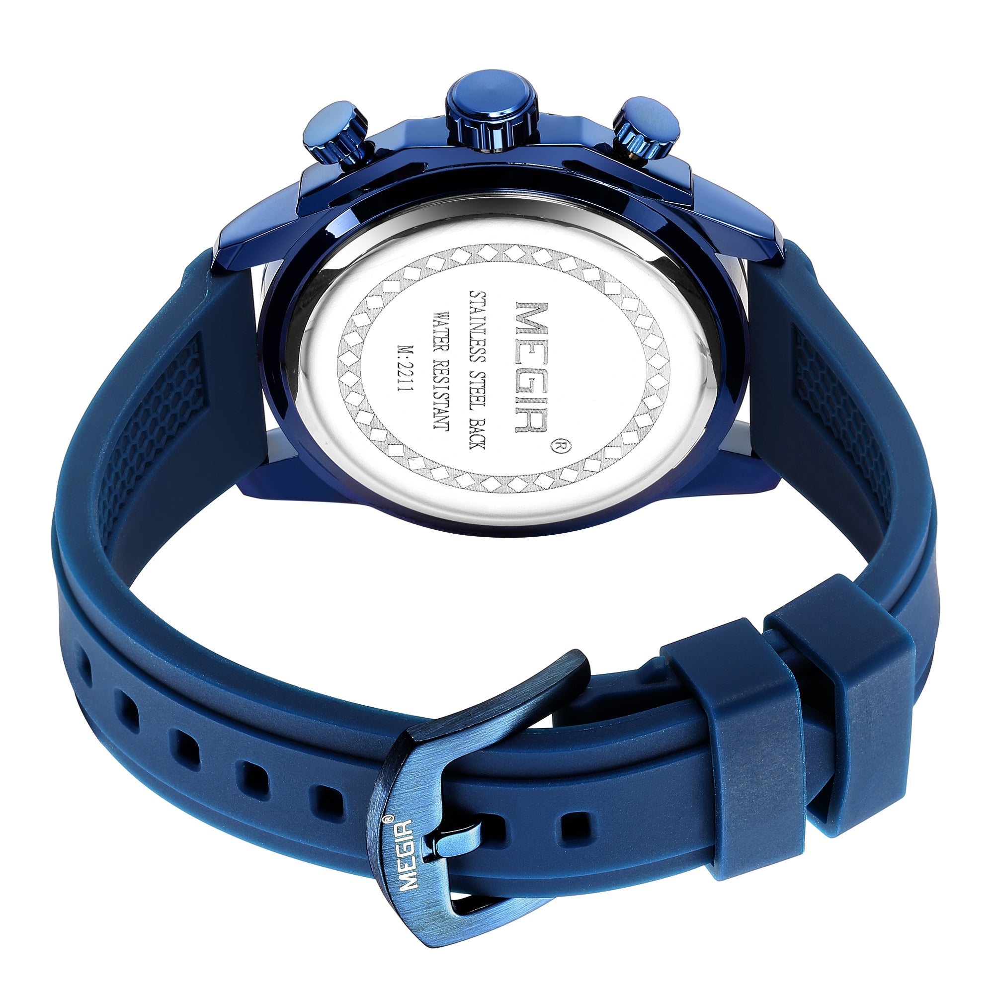 MEGIR Mens' Watches Luxury Fashion Military Sport Watch for Man Waterproof Luminous Silicone Quartz Wrist Watch Clock 2211-15