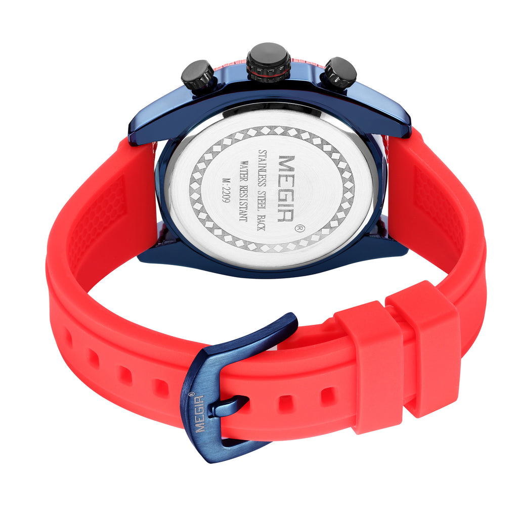 MEGIR Big Dial Watches Men Quartz Military Watch Silicone Strap Sport Watch Waterproof Clock Male Chronograph Relogio Masculino-14