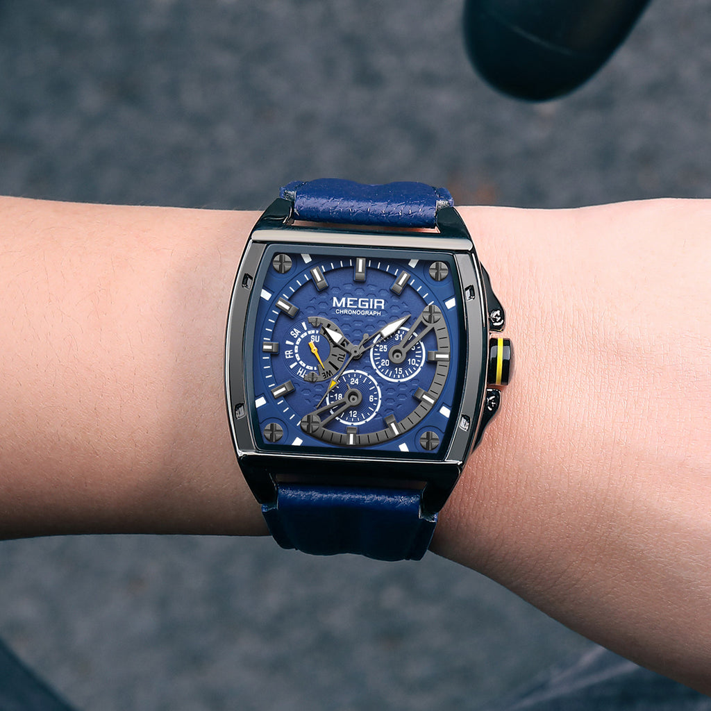 MEGIR Fashion Mens Watches Brand Luxury Waterproof Military WristWatch Leather Sport Quartz Date Weeds Clock Reloj Hombre-3